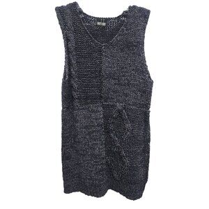 Mark Alan Womens Wool Blend Sleeveless Sweater Medium Navy Mixed Weave Timeless